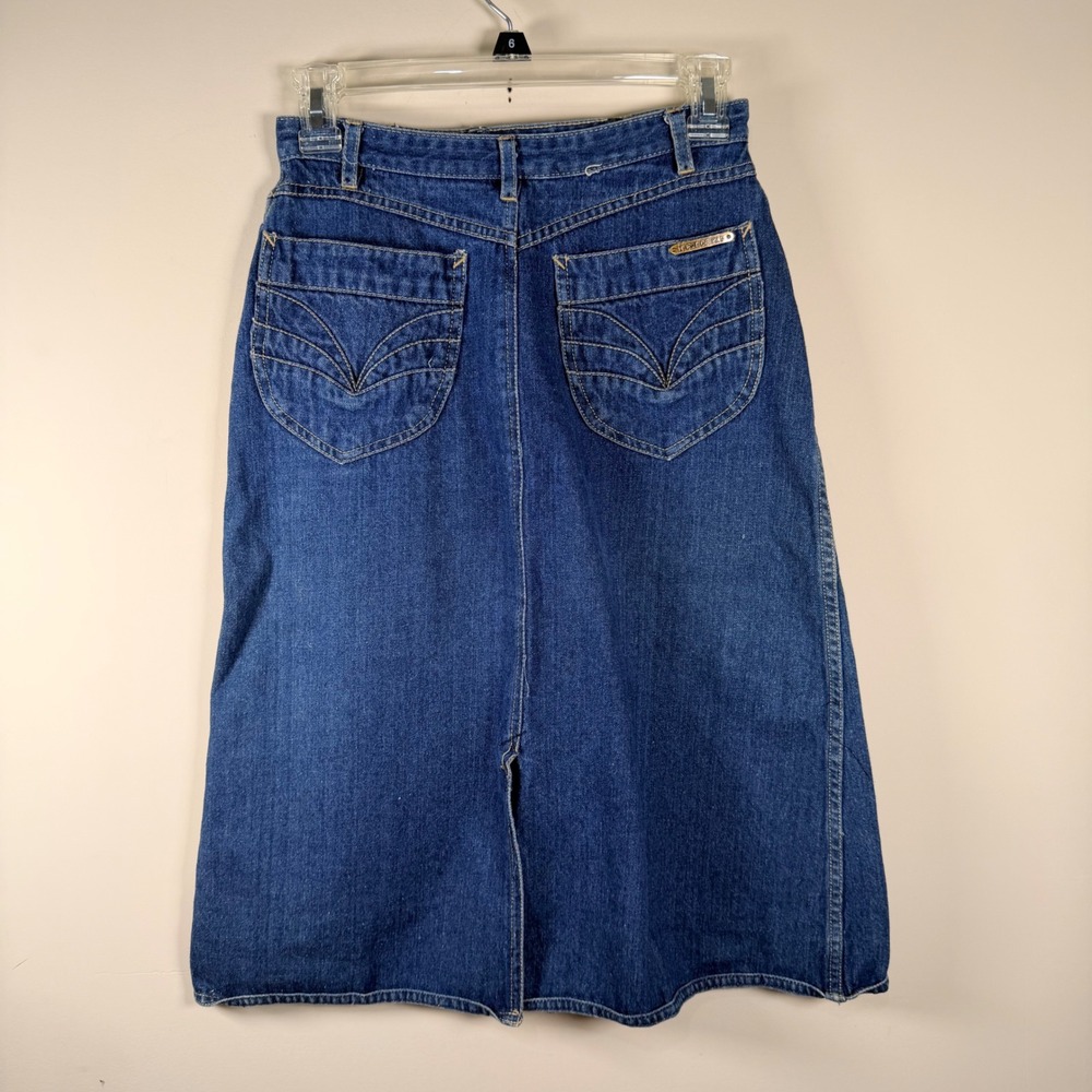 N'Est Ce Pas Kids Blue Denim Midi Skirt Medium‎ Wash High Waist Size 7/8 Vintage - Picture 6 of 9